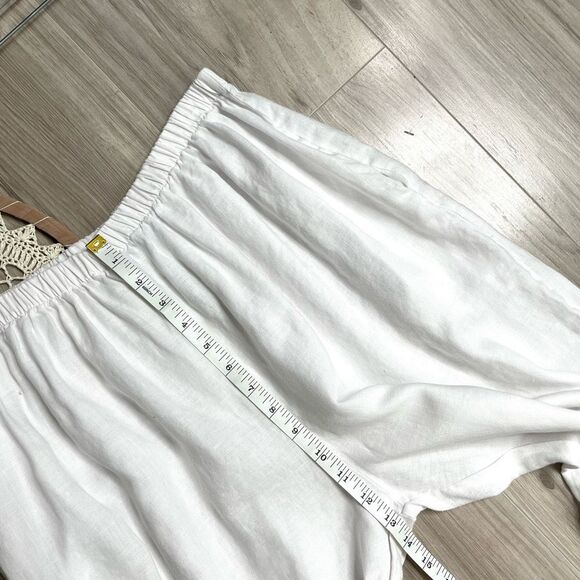 PLANET by Lauren G 100% linen pull on pants Size 3 US‎ 14 white lagenlook boho - Picture 8 of 11